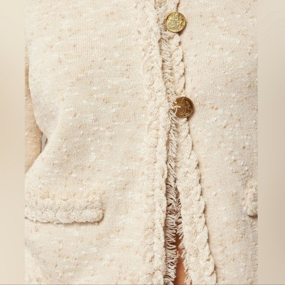 J. Crew Marled Fringe Trim Sweater Lady Jacket L - Picture 2 of 16